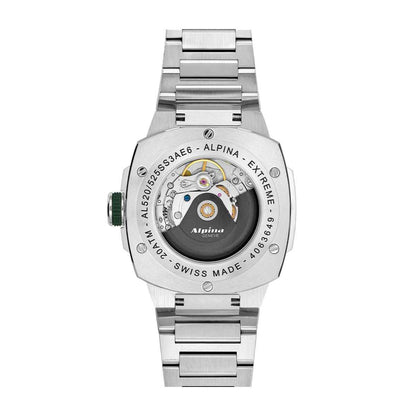 Alpina Men's Alpiner Extreme Automatic Stainless Steel Watch with Green Dial close-up detail