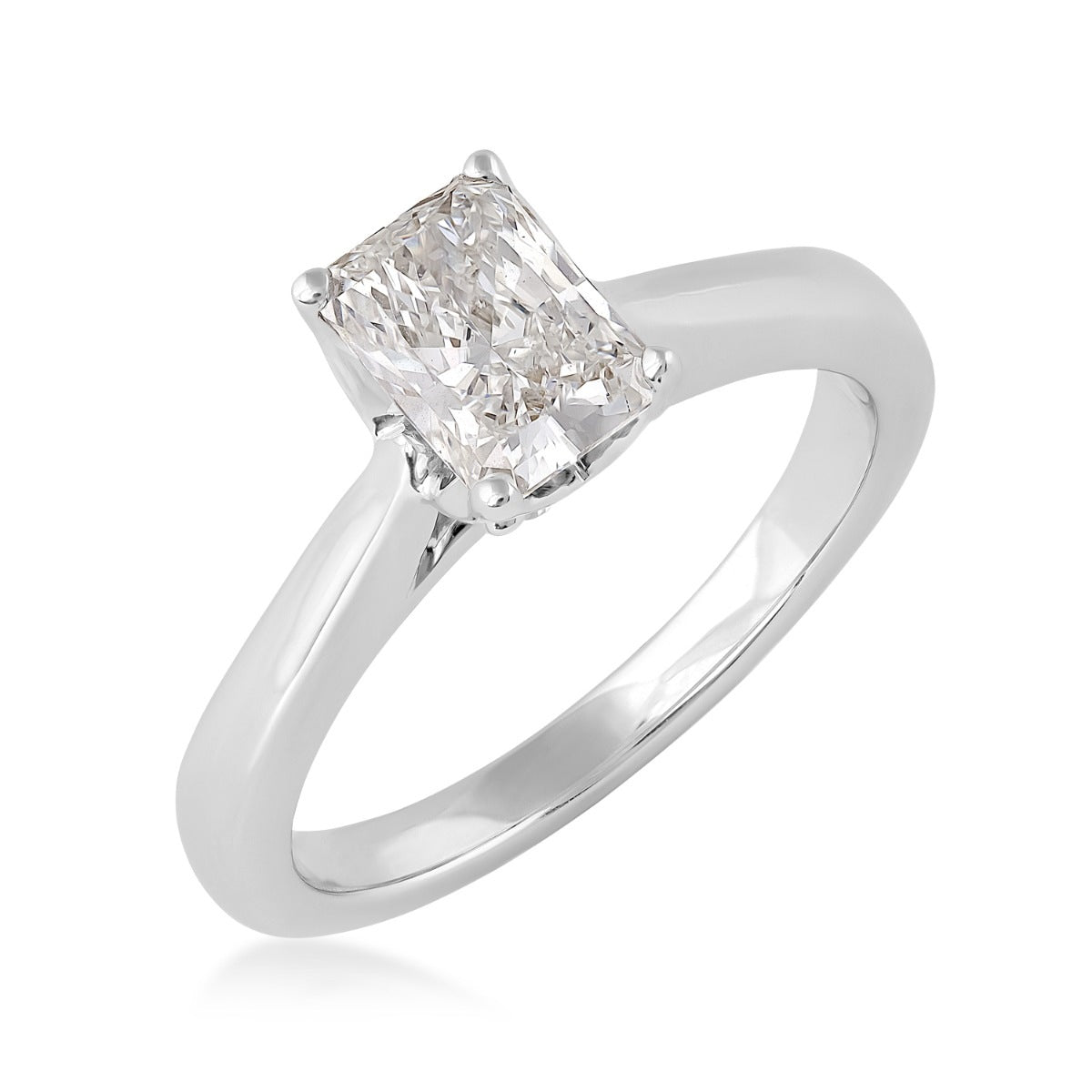 Adamante 1-1/4 ct. tw. Lab-Grown Radiant Cut Diamond Solitaire Engagement Ring in 14K White Gold front view