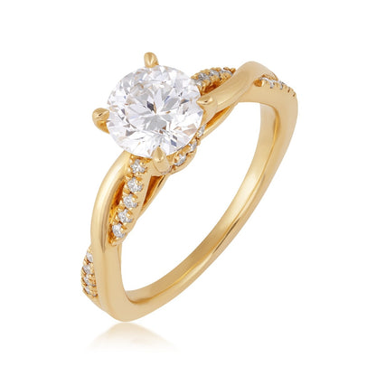 Above Love Star 1-1/7 ct. tw. Lab-Grown Round Brilliant Diamond Twist Engagement Ring in 18K Yellow Gold front view