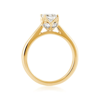 Adamante 1-1/4 ct. tw. Lab-Grown Radiant Cut Diamond Solitaire Engagement Ring in 14K Yellow Gold close-up detail