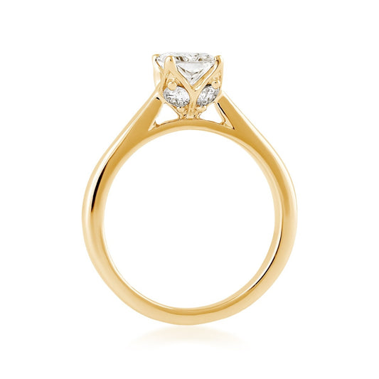 Adamante 1-1/4 ct. tw. Lab-Grown Radiant Cut Diamond Solitaire Engagement Ring in 14K Yellow Gold close-up detail