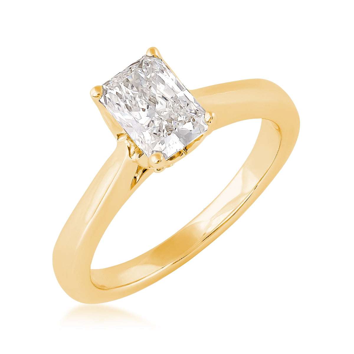 Adamante 1-1/4 ct. tw. Lab-Grown Radiant Cut Diamond Solitaire Engagement Ring in 14K Yellow Gold front view