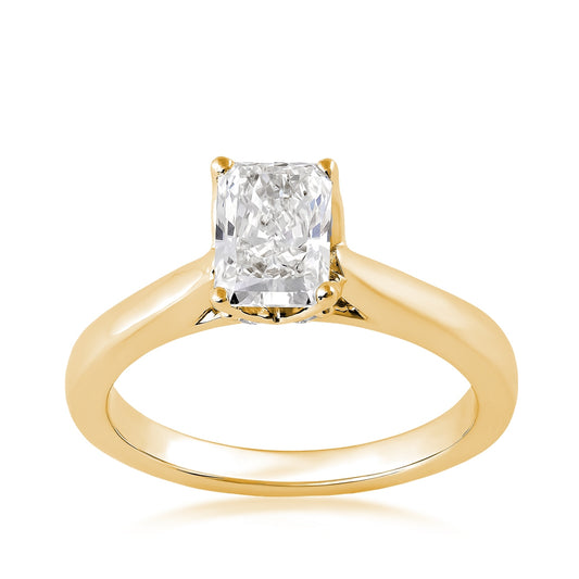 Adamante 1-1/4 ct. tw. Lab-Grown Radiant Cut Diamond Solitaire Engagement Ring in 14K Yellow Gold
