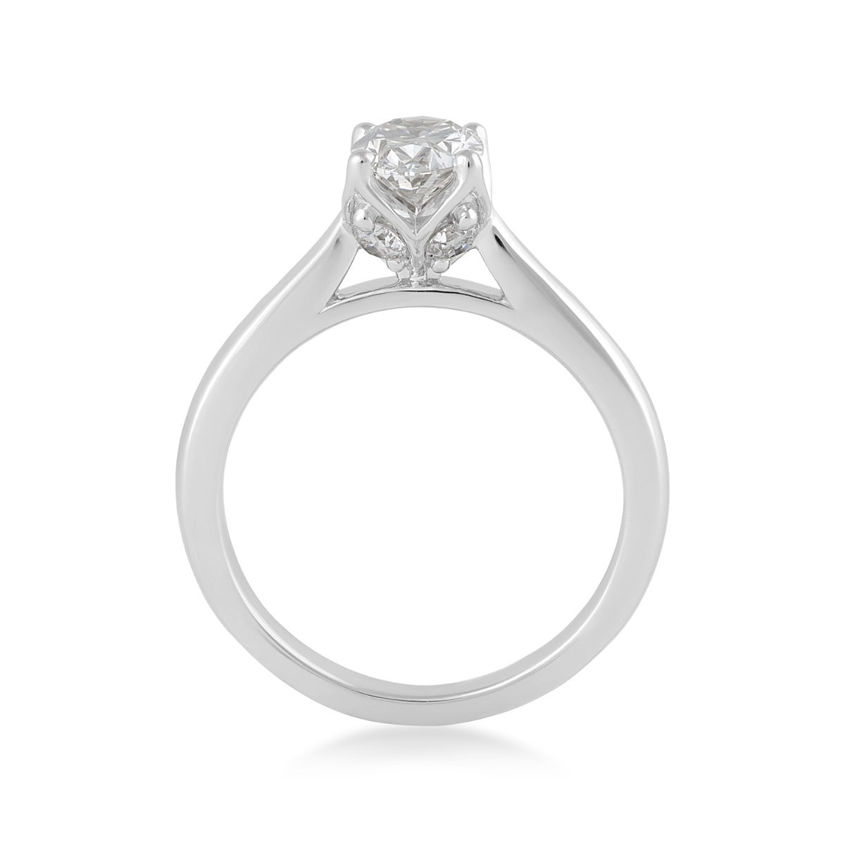 Adamante 1-1/4 ct. tw. Lab-Grown Oval Diamond Solitaire Engagement Ring in 14K White Gold close-up detail