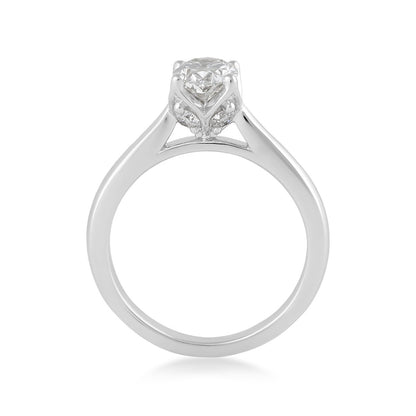 Adamante 1-1/4 ct. tw. Lab-Grown Oval Diamond Solitaire Engagement Ring in 14K White Gold close-up detail