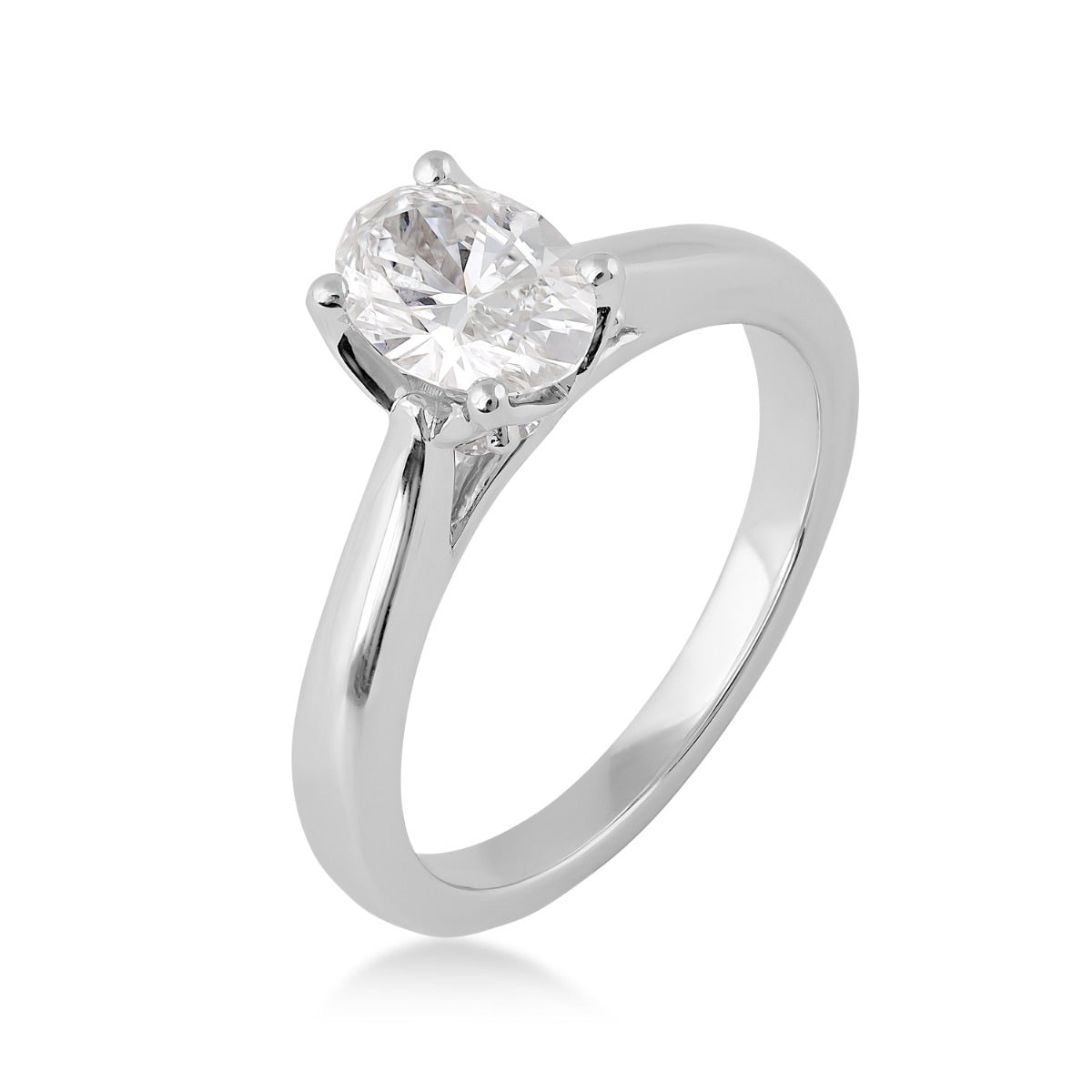 Adamante 1-1/4 ct. tw. Lab-Grown Oval Diamond Solitaire Engagement Ring in 14K White Gold front view