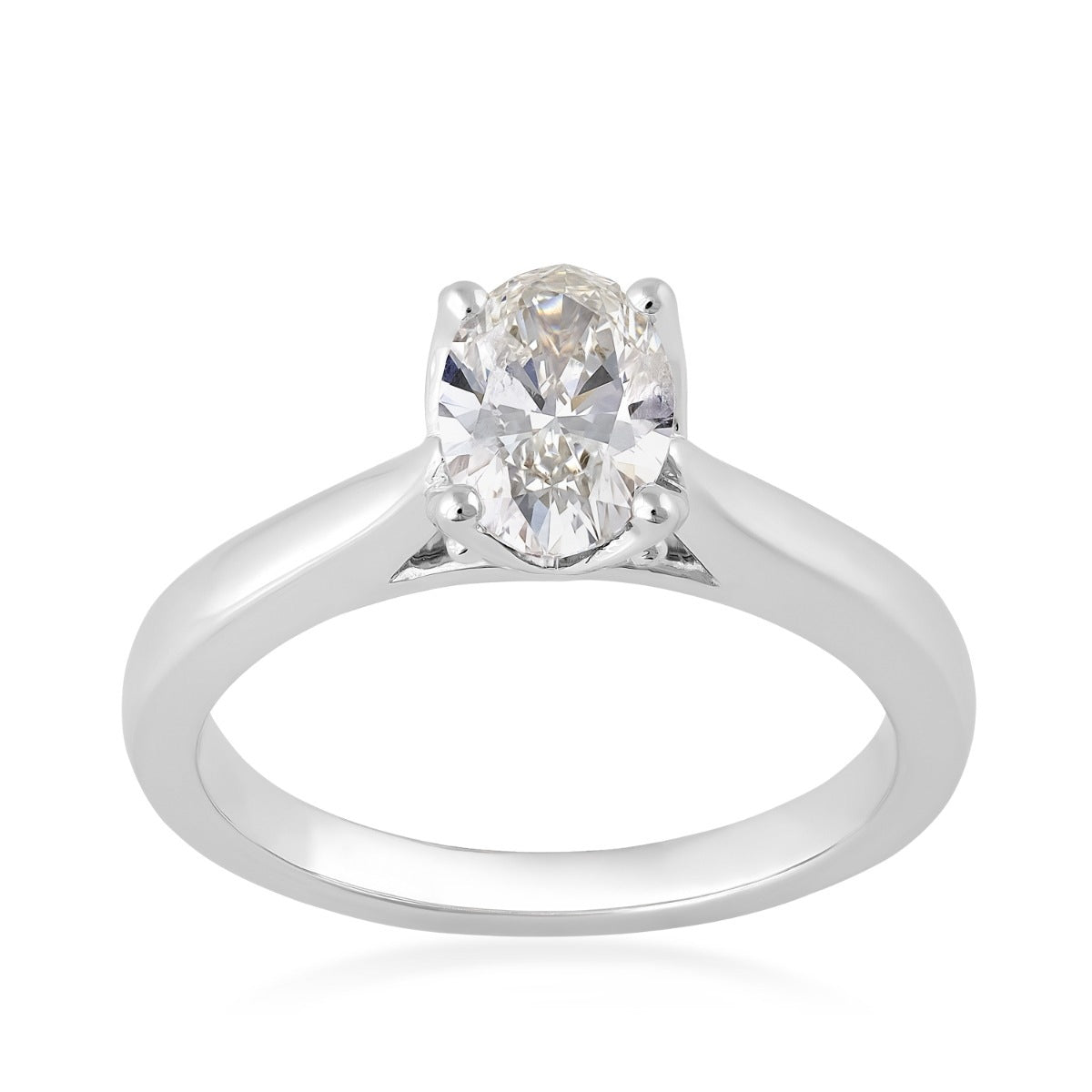 Adamante 1-1/4 ct. tw. Lab-Grown Oval Diamond Solitaire Engagement Ring in 14K White Gold