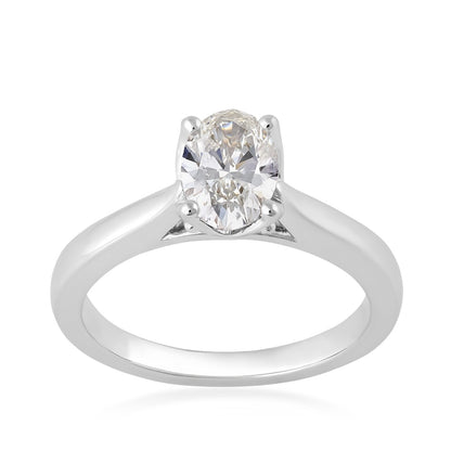 Adamante 1-1/4 ct. tw. Lab-Grown Oval Diamond Solitaire Engagement Ring in 14K White Gold