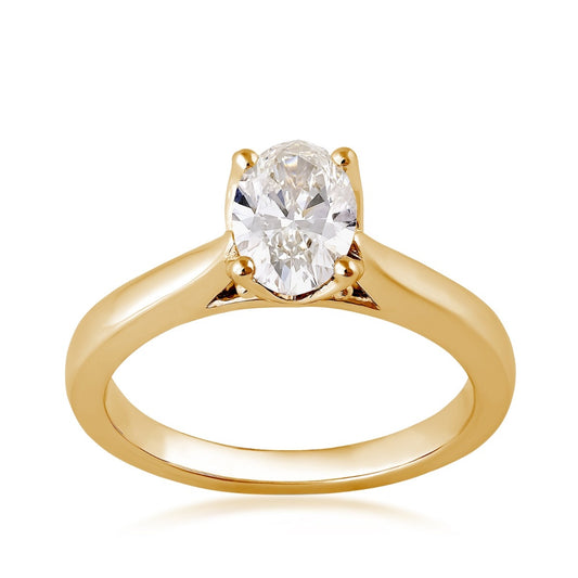 Adamante 1-1/4 ct. tw. Lab-Grown Oval Diamond Solitaire Engagement Ring in 14K Yellow Gold
