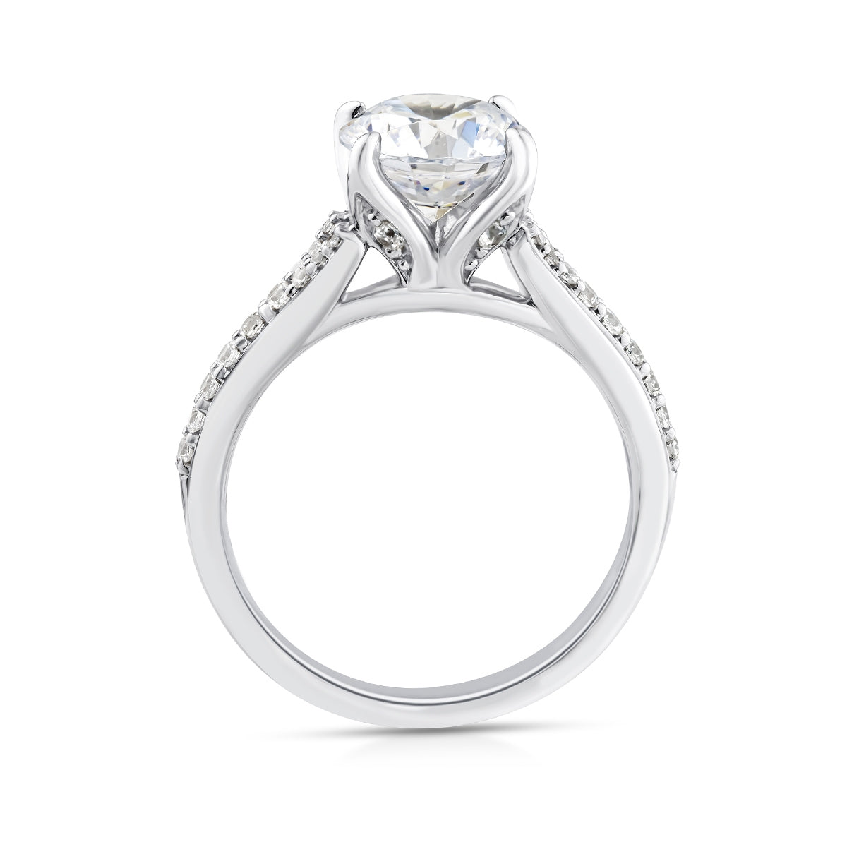 Above Love Star 1-9/10 ct. tw. Lab-Grown Round Brilliant Diamond Split Shank Engagement Ring in 18K White Gold front view