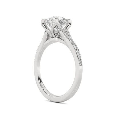 Above Love Star 1-9/10 ct. tw. Lab-Grown Round Brilliant Diamond Split Shank Engagement Ring in 18K White close-up detail
