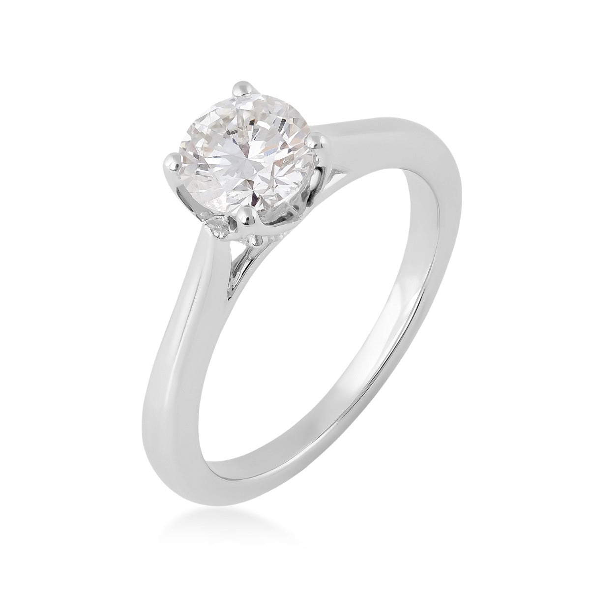 Adamante 1-1/4 ct. tw. Lab-Grown Round Brilliant Diamond Solitaire Engagement Ring in 14K White Gold front view