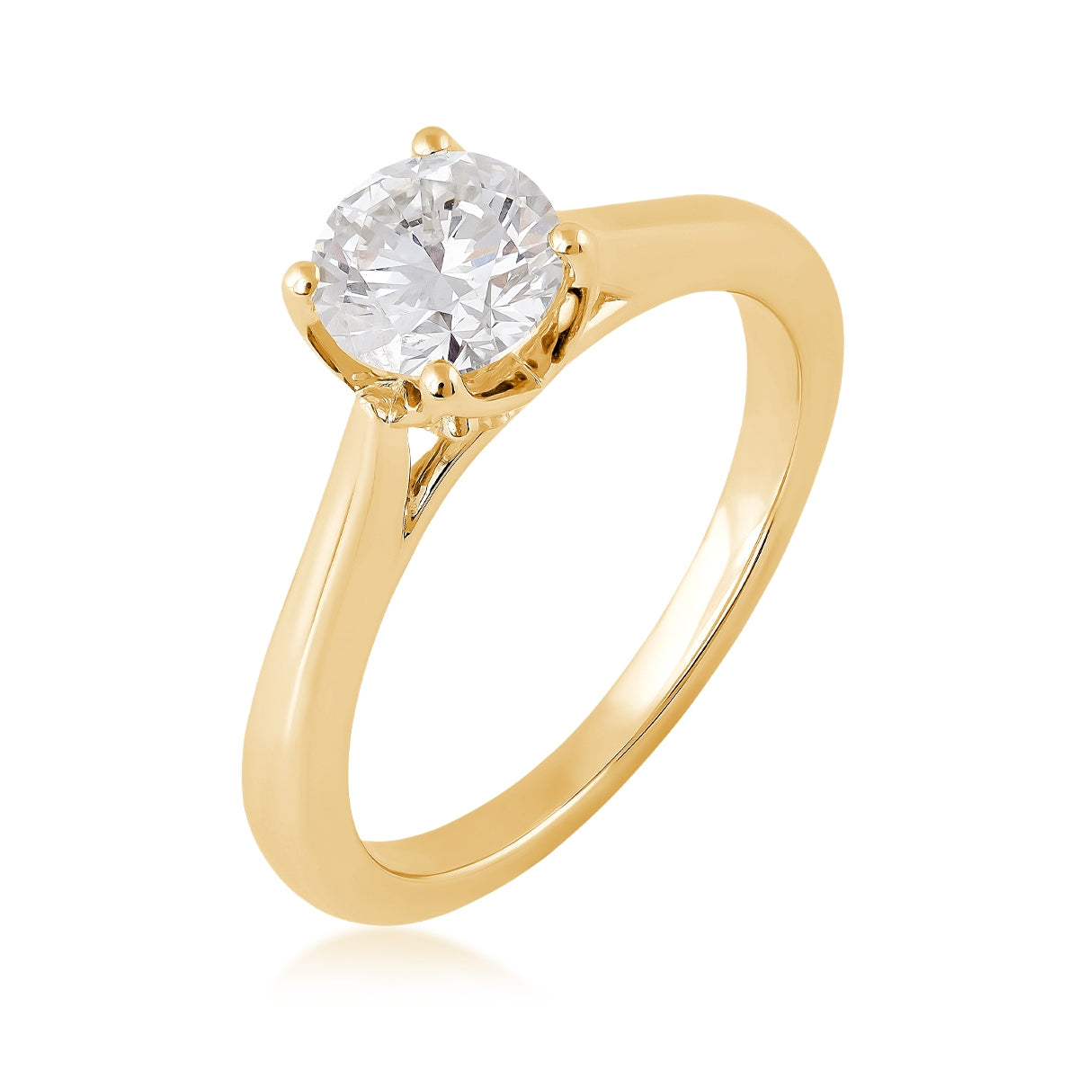 Adamante 1-1/4 ct. tw. Lab-Grown Round Brilliant Diamond Solitaire Engagement Ring in 14K Yellow Gold front view