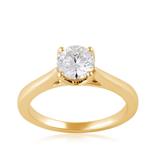 Adamante 1-1/4 ct. tw. Lab-Grown Round Brilliant Diamond Solitaire Engagement Ring in 14K Yellow Gold
