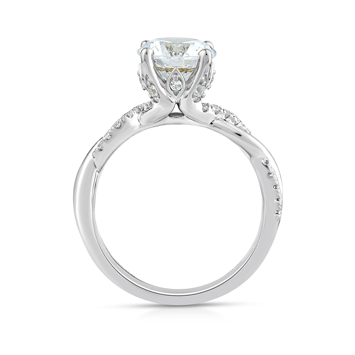 Above Love Star 1-9/10 ct. tw. Lab-Grown Round Brilliant Diamond Twist Engagement Ring in 18K White Gold front view