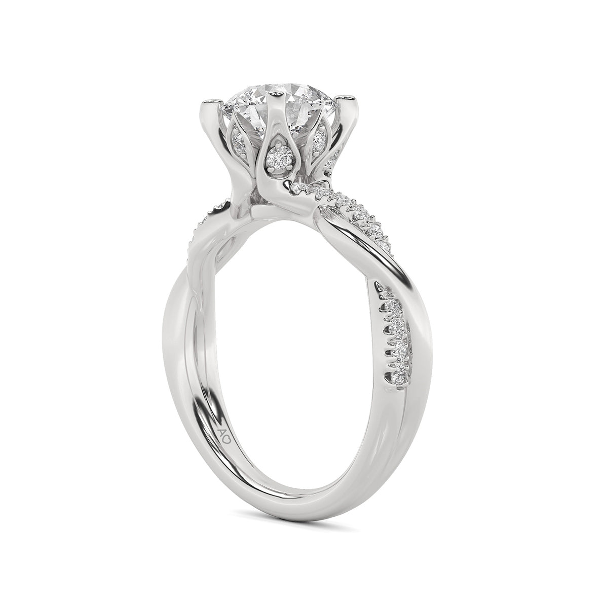 Above Love Star 1-9/10 ct. tw. Lab-Grown Round Brilliant Diamond Twist Engagement Ring in 18K White Gold close-up detail