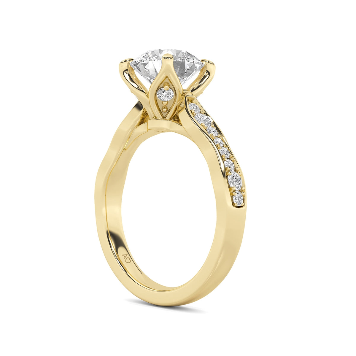 Above Love Star 2 ct. tw. Lab-Grown Round Brilliant Diamond Engagement Ring in 18K Yellow Gold close-up detail