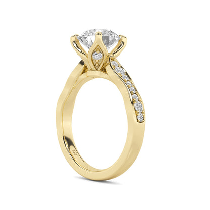 Above Love Star 2 ct. tw. Lab-Grown Round Brilliant Diamond Engagement Ring in 18K Yellow Gold close-up detail