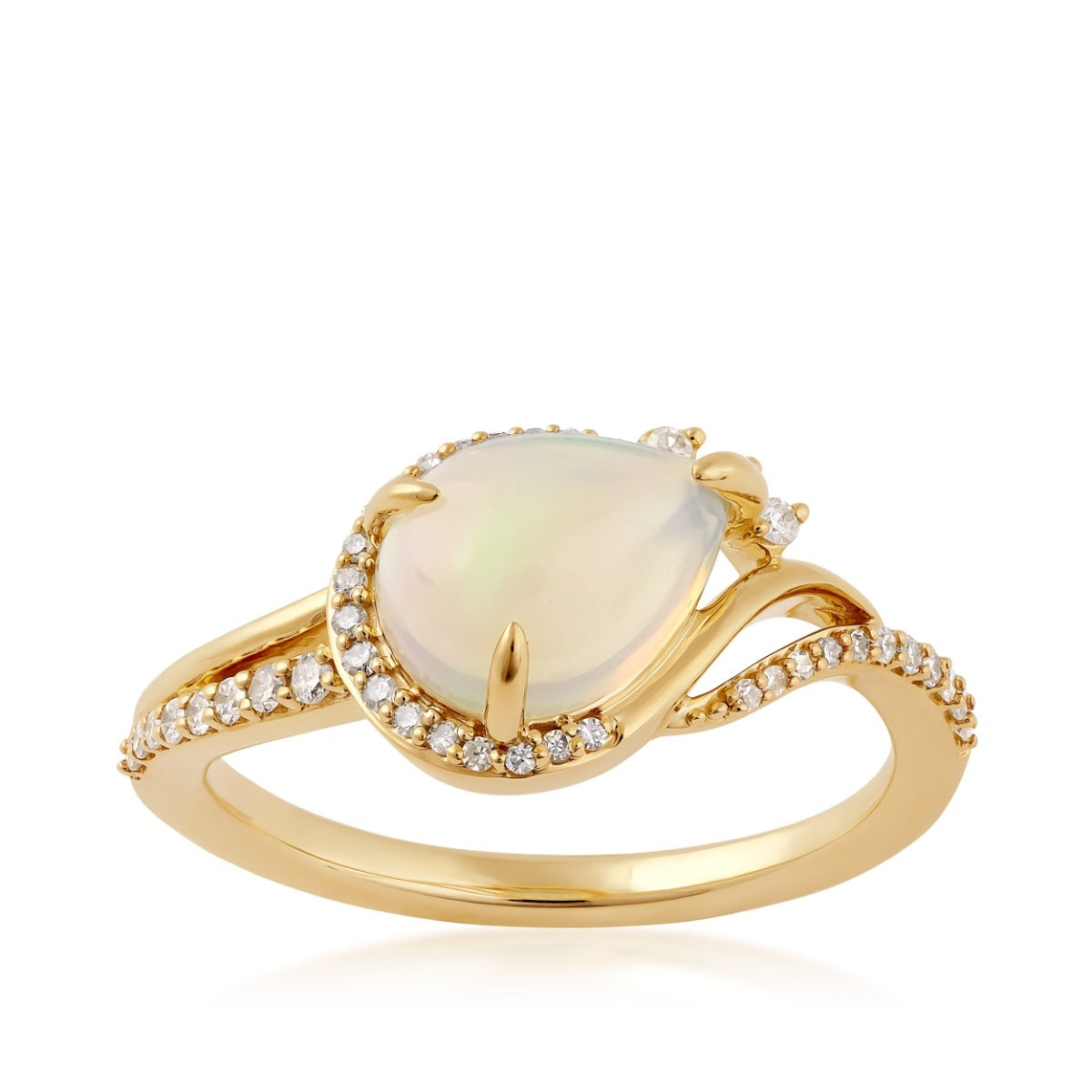 Infinite Love Pear Opal & 1/7 ct. tw. Diamond Partial Halo Ring in 10K Yellow Gold