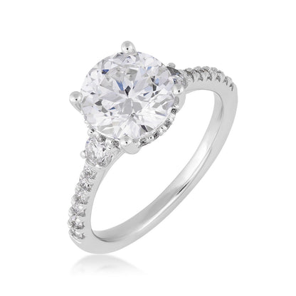 Above Love Star 2-5/8 ct. tw. Lab-Grown Round Brilliant Diamond Side Stone Hidden Halo Engagement Ring in 18K front view