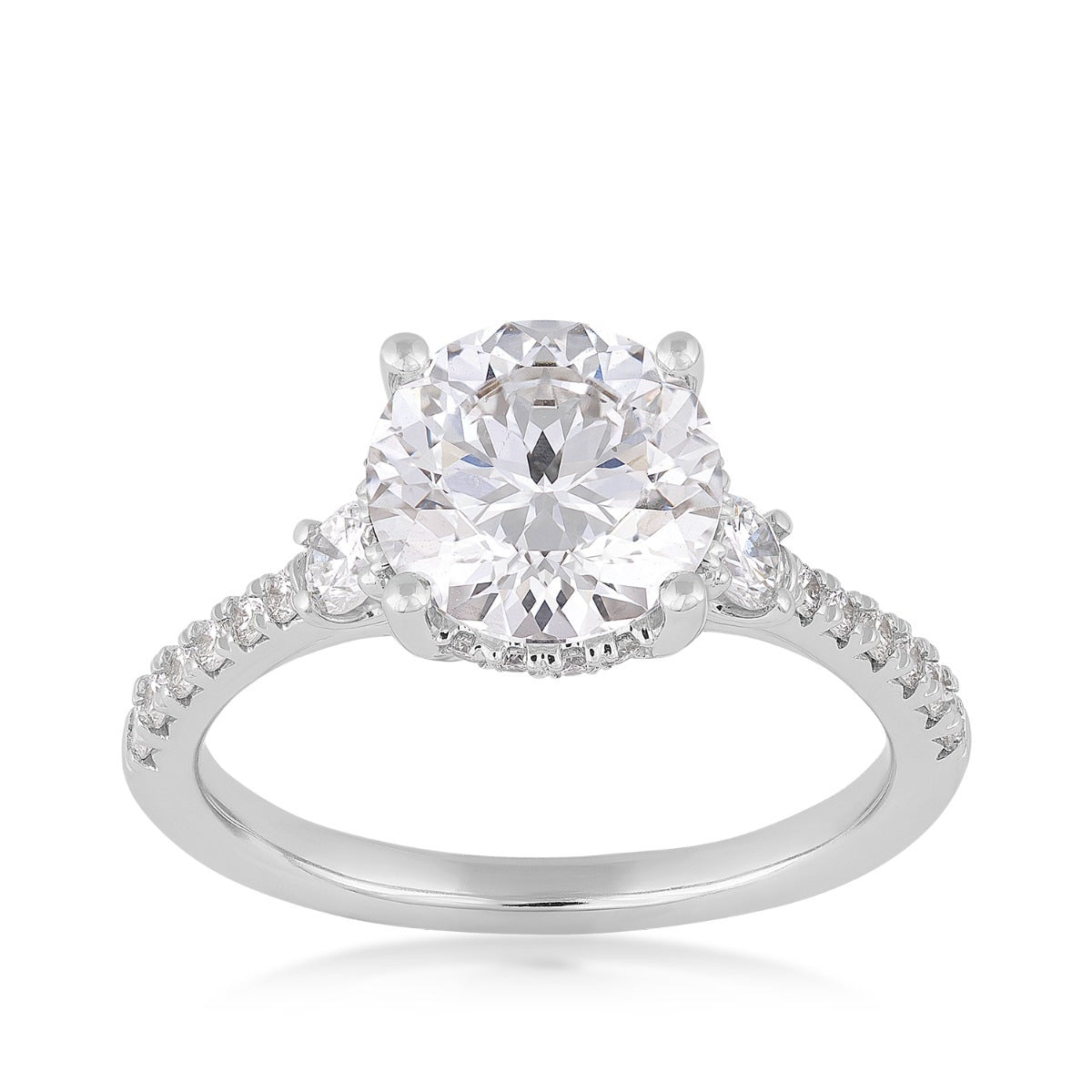 Above Love Star 2-5/8 ct. tw. Lab-Grown Round Brilliant Diamond Side Stone Hidden Halo Engagement Ring in 18K White Gold