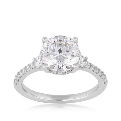 Above Love Star 2-5/8 ct. tw. Lab-Grown Round Brilliant Diamond Side Stone Hidden Halo Engagement Ring in 18K White Gold