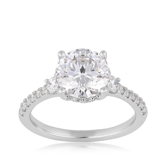 Above Love Star 2-5/8 ct. tw. Lab-Grown Round Brilliant Diamond Side Stone Hidden Halo Engagement Ring in 18K White Gold