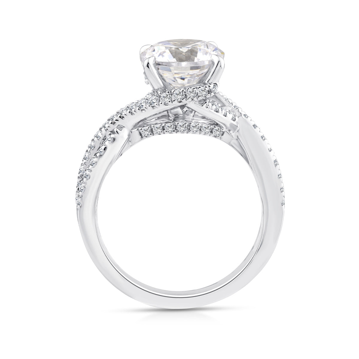 Above Love Star 2-5/8 ct. tw. Lab-Grown Round Brilliant Diamond Wraparound Halo Engagement Ring in 18K White Gold front view