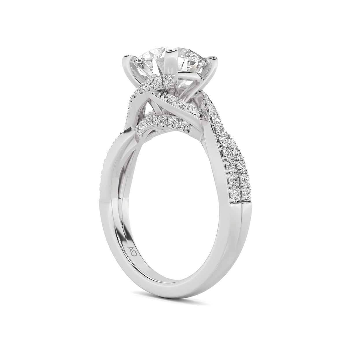 Above Love Star 2-5/8 ct. tw. Lab-Grown Round Brilliant Diamond Wraparound Halo Engagement Ring in 18K White close-up detail