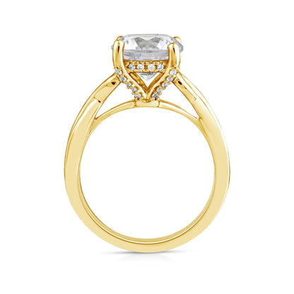 Above Love Star 3 ct. tw. Lab-Grown Round Brilliant Diamond Hidden Halo Engagement Ring 18K Yellow Gold front view