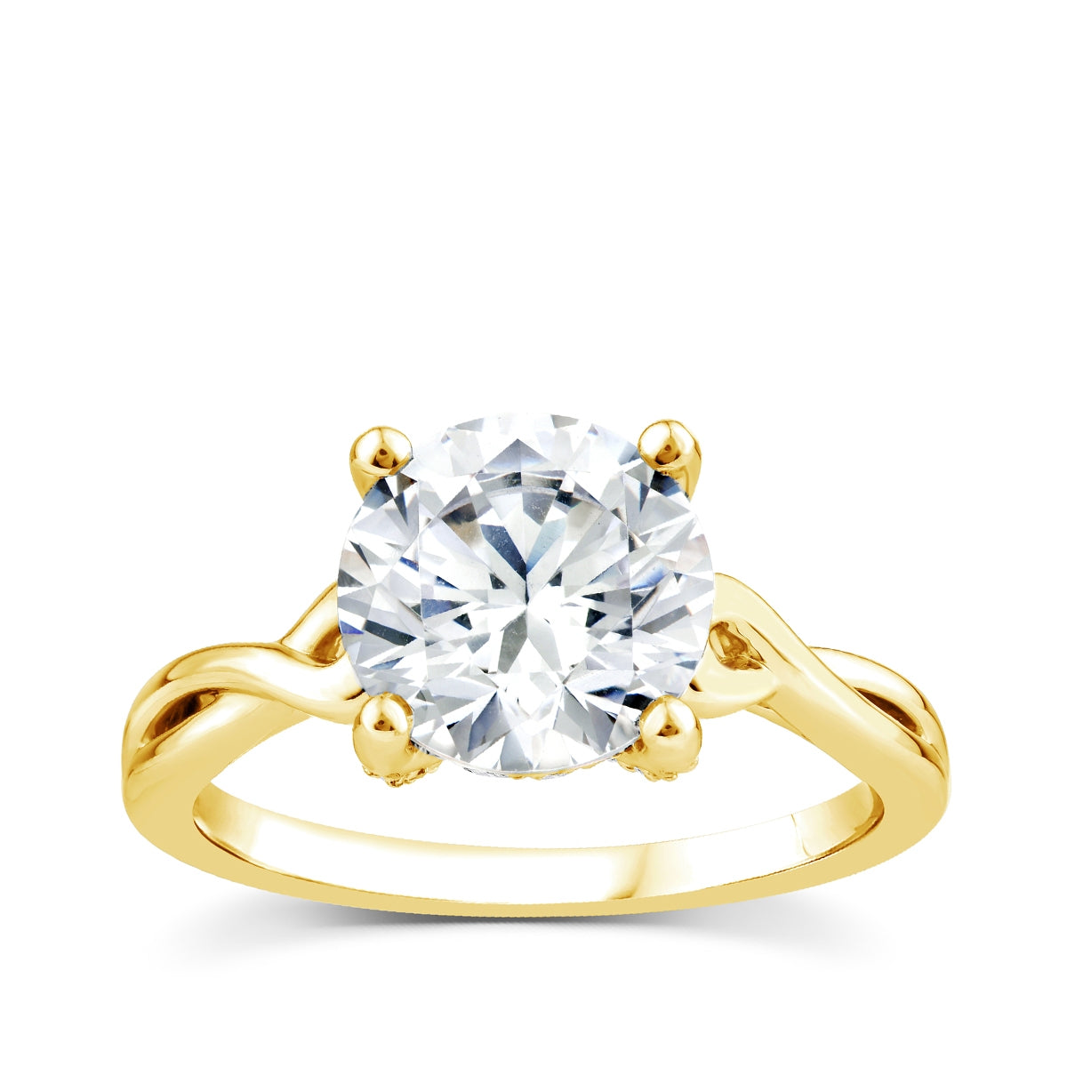 Above Love Star 3 ct. tw. Lab-Grown Round Brilliant Diamond Hidden Halo Engagement Ring 18K Yellow Gold