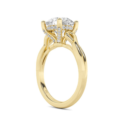 Above Love Star 3 ct. tw. Lab-Grown Round Brilliant Diamond Hidden Halo Engagement Ring 18K Yellow Gold close-up detail