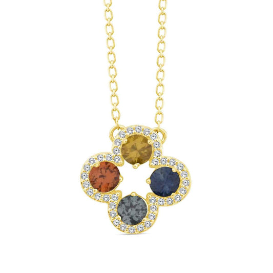 American Colors Multi-Color Montana Sapphire Quatrefoil Pendant in 10K Yellow Gold
