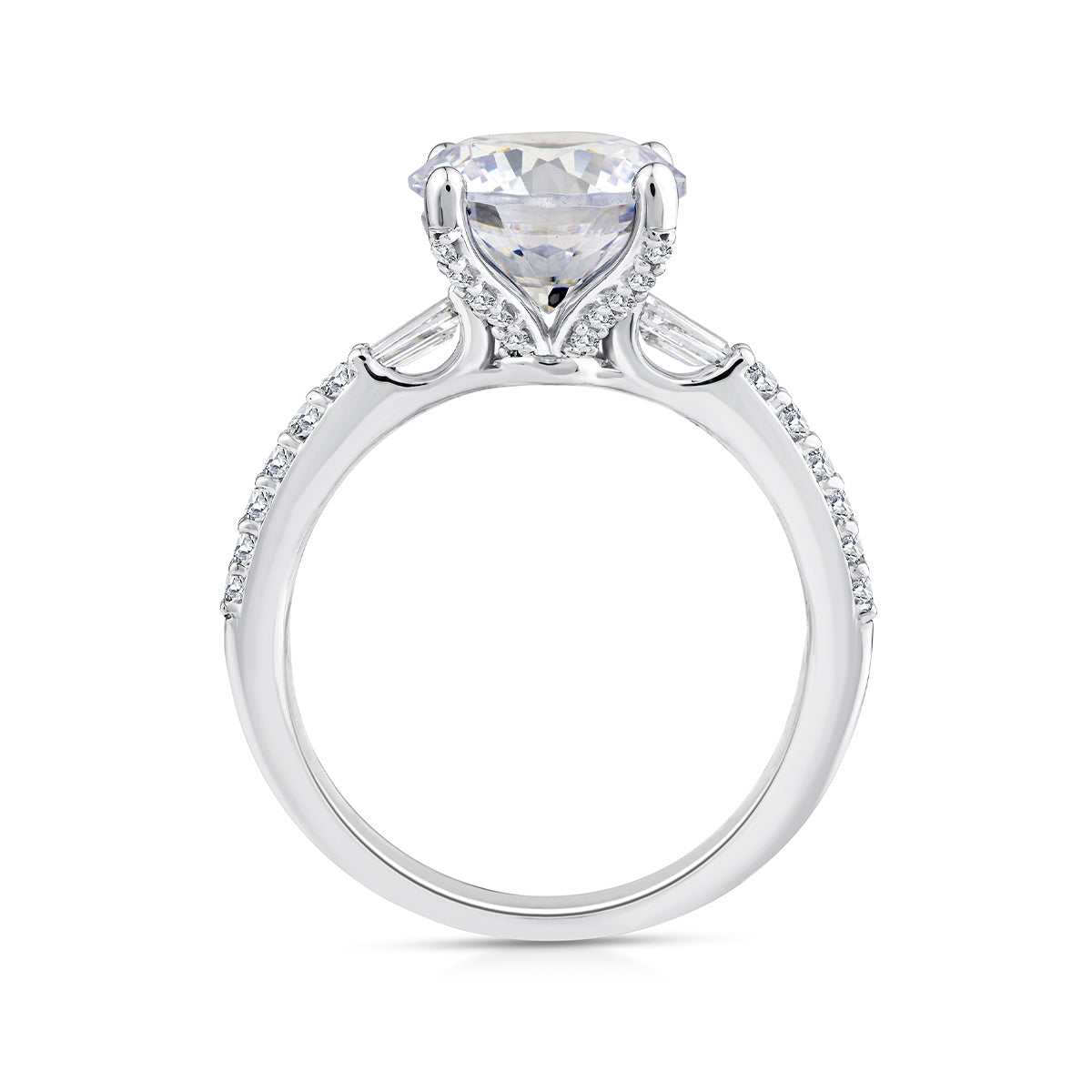 Above Love Star 3-1/6 ct. tw. Lab-Grown Round Brilliant & Baguette Diamond Engagement Ring in 18K White Gold front view