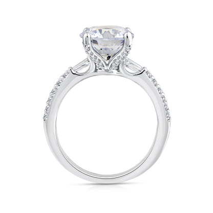Above Love Star 3-1/6 ct. tw. Lab-Grown Round Brilliant & Baguette Diamond Engagement Ring in 18K White Gold front view
