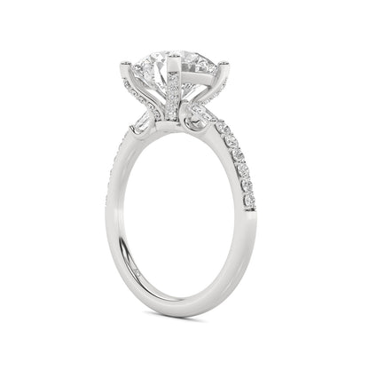 Above Love Star 3-1/6 ct. tw. Lab-Grown Round Brilliant & Baguette Diamond Engagement Ring in 18K White Gold close-up detail