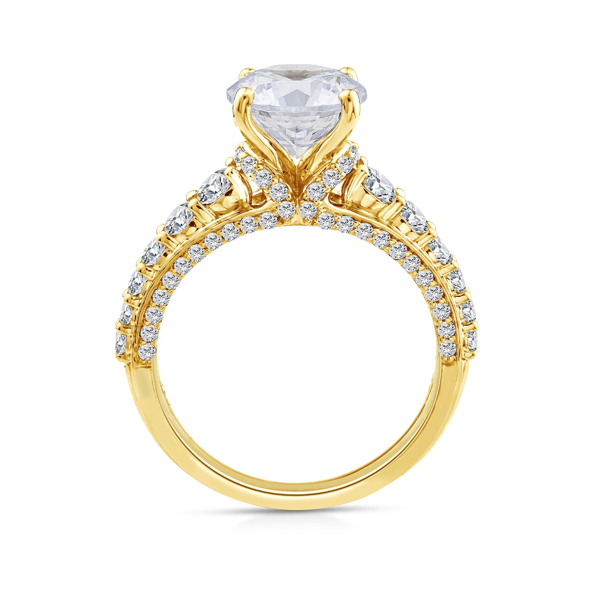 Above Love Star 3-1/4 ct. tw. Lab-Grown Round Brilliant Diamond Graduated Engagement Ring in 18K Yellow Gold front view