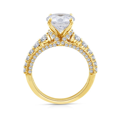 Above Love Star 3-1/4 ct. tw. Lab-Grown Round Brilliant Diamond Graduated Engagement Ring in 18K Yellow Gold front view