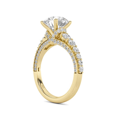 Above Love Star 3-1/4 ct. tw. Lab-Grown Round Brilliant Diamond Graduated Engagement Ring in 18K Yellow Gold close-up detail