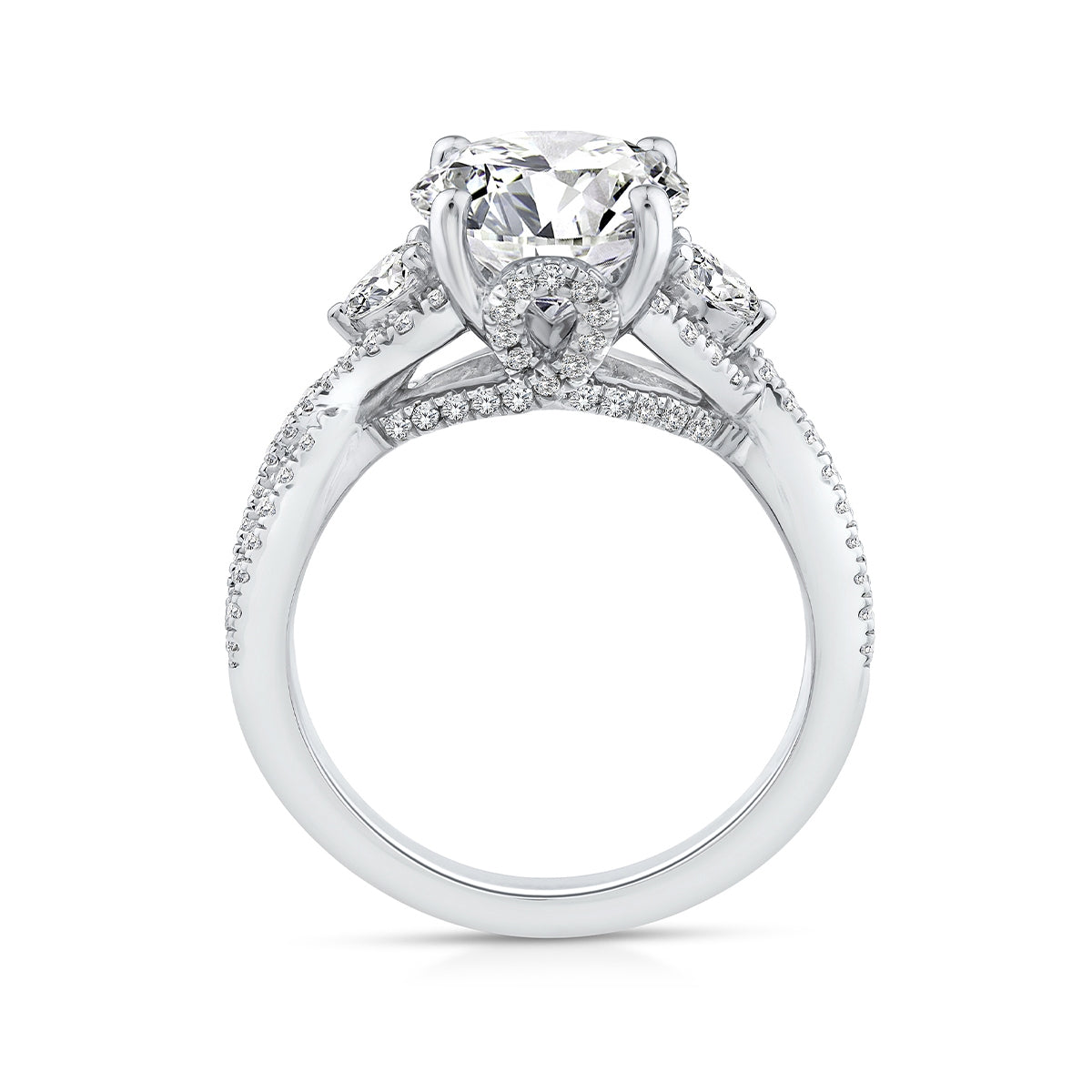 Above Love Star 3-1/3 ct. tw. Lab-Grown Round Brilliant Diamond Twist Engagement Ring in 18K White Gold front view