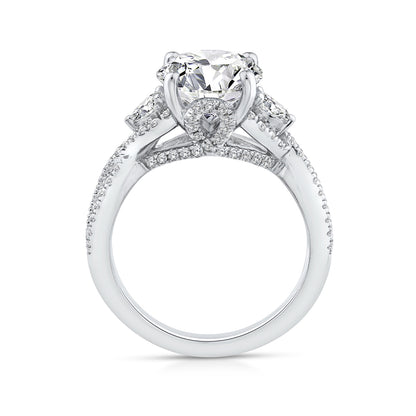 Above Love Star 3-1/3 ct. tw. Lab-Grown Round Brilliant Diamond Twist Engagement Ring in 18K White Gold front view