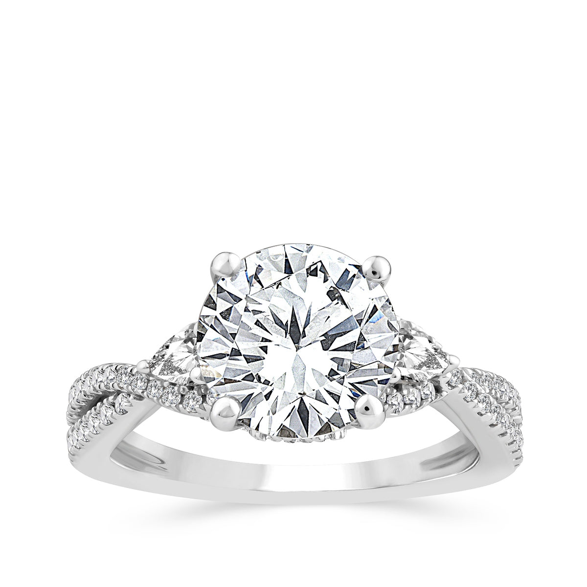 Above Love Star 3-1/3 ct. tw. Lab-Grown Round Brilliant Diamond Twist Engagement Ring in 18K White Gold