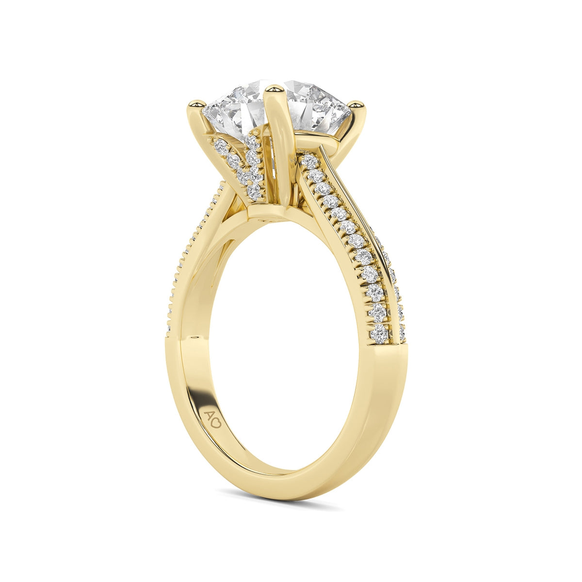 Above Love Star 3-5/8 ct. tw. Lab-Grown Round Brilliant Diamond Engagement Ring in 18K Yellow Gold close-up detail