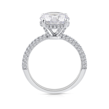 Above Love Star 3-9/10 ct. tw. Lab-Grown Round Brilliant Diamond Pave Hidden Halo Engagement Ring in 18K White front view