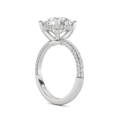 Above Love Star 3-9/10 ct. tw. Lab-Grown Round Brilliant Diamond Pave Hidden Halo Engagement Ring in 18K close-up detail