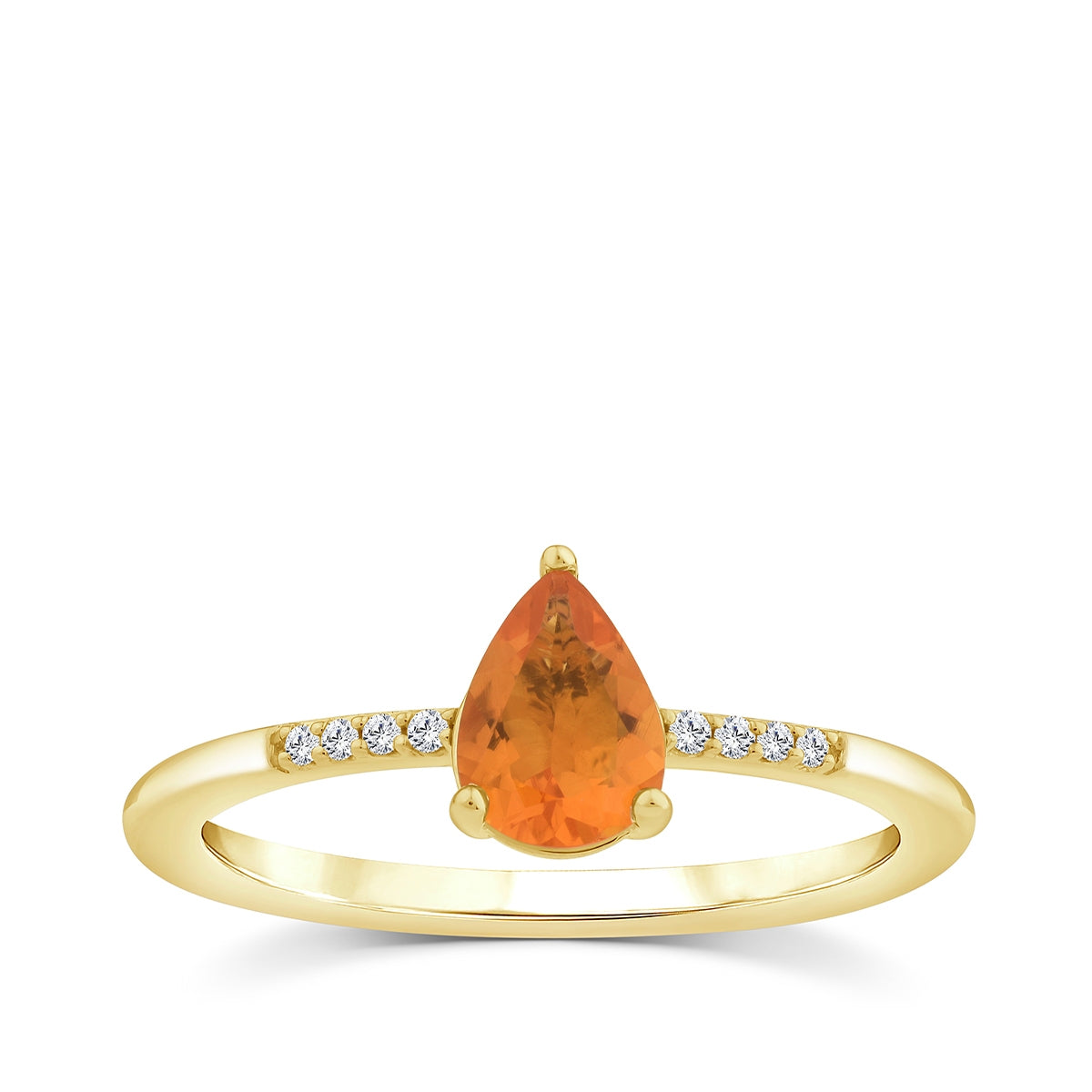 American Colors Pear Fire Opal & Diamond Accent Ring in 10K Yellow Gold