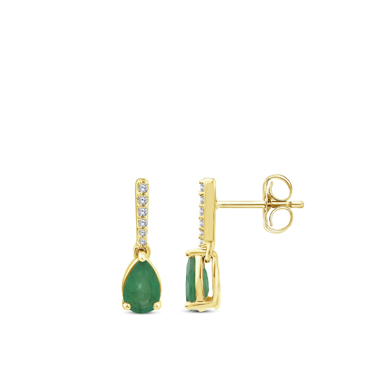 American Colors Pear Emerald & Diamond Accent Drop Earrings in 10K Yellow Gold