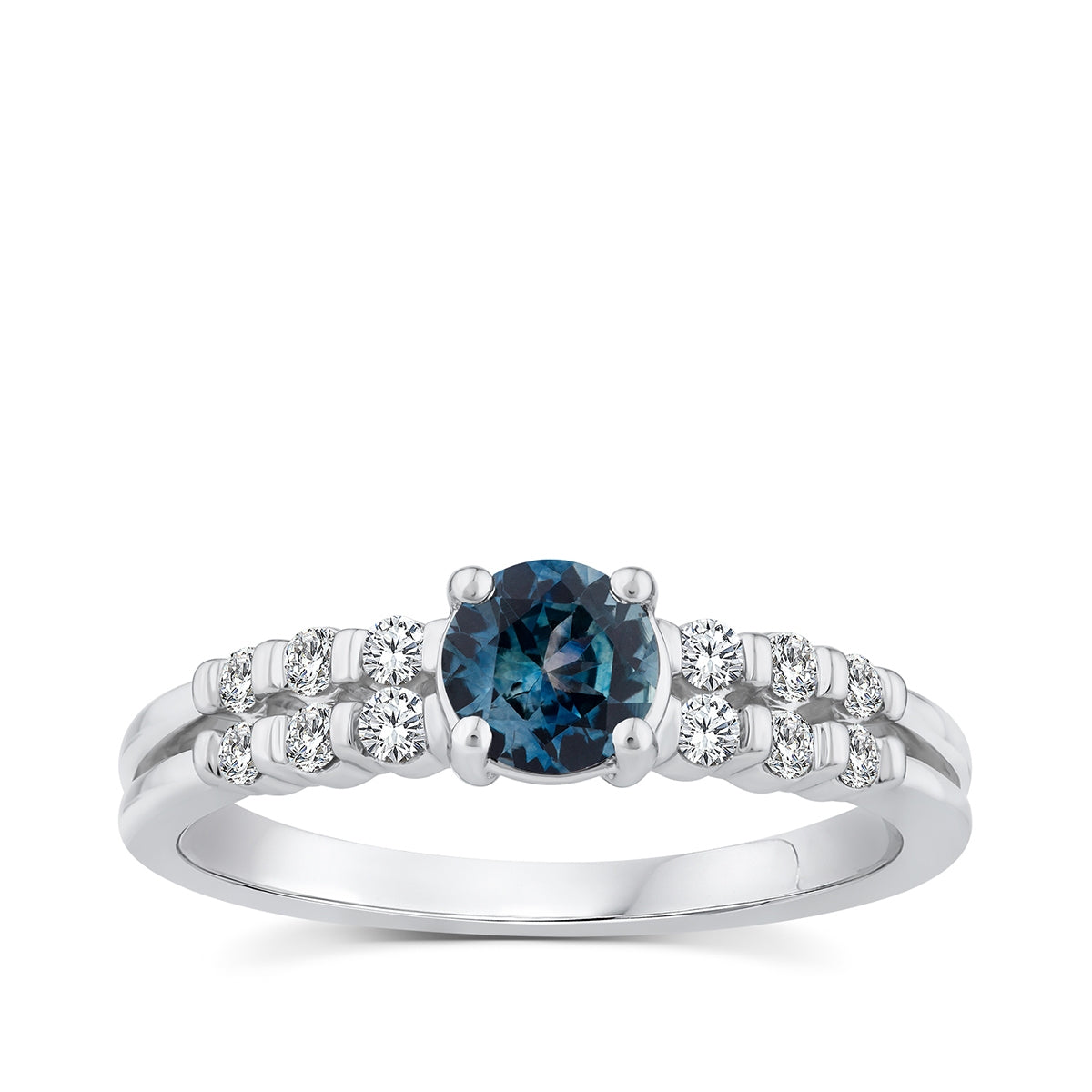 American Colors Round Montana Sapphire & 1/5 ct. tw. Diamond Ring in 10K White Gold