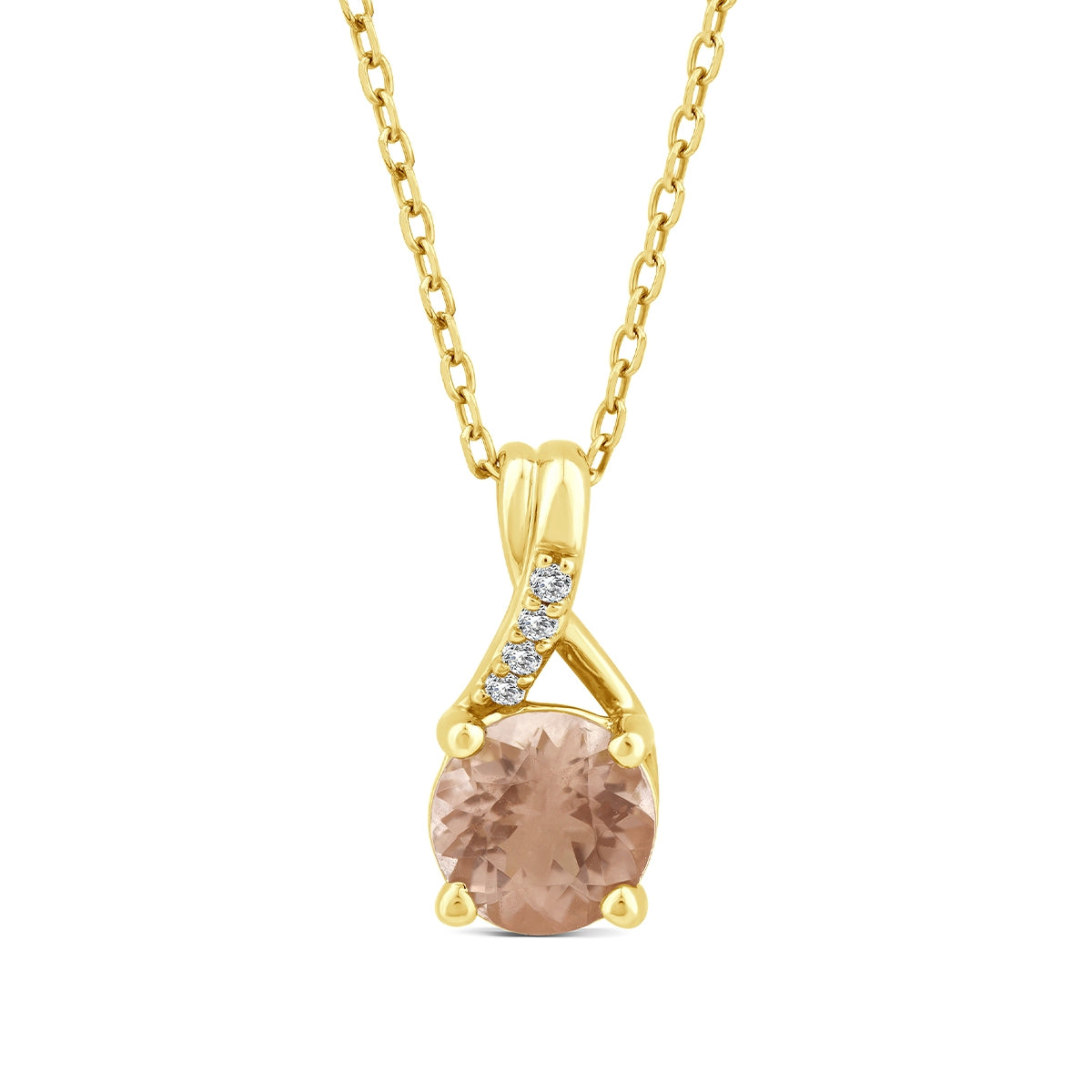 American Colors Round Sunstone & Diamond Accent Pendant in 10K Yellow Gold