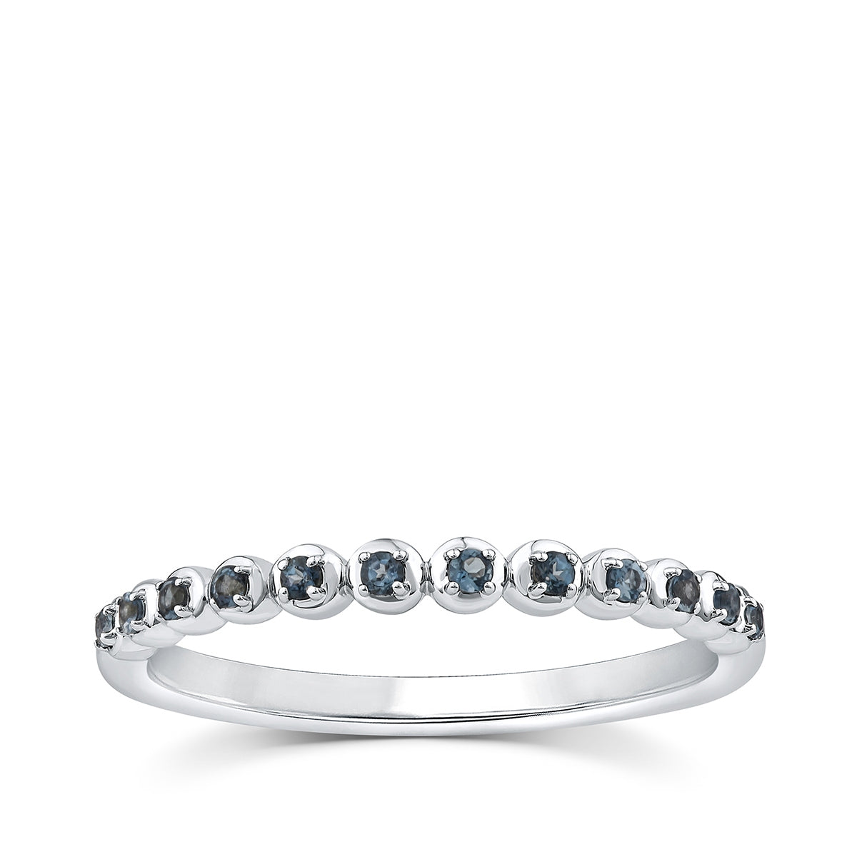 London Blue Topaz Stackable Ring in 10K White Gold